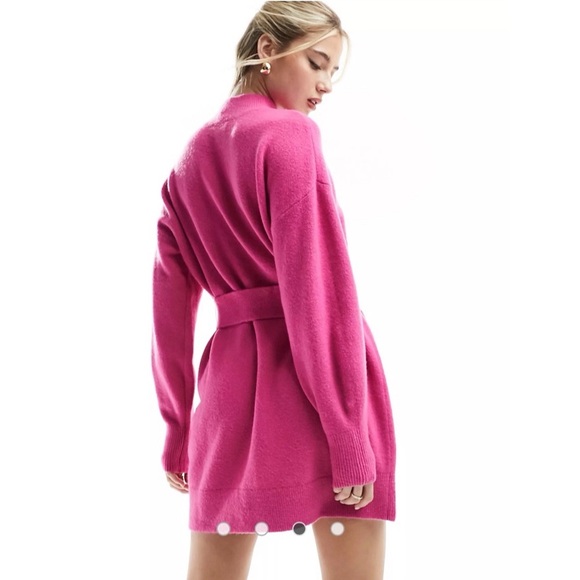 NWT Los Angeles Atelier & Other Stories Barbie Pink Knit Sweater Belted Dress - Picture 12 of 16